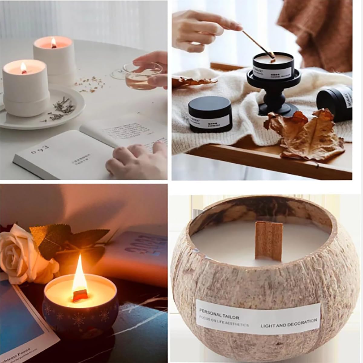 QPZ 100Pcs Cotton Candle Wicks 6" Pre-Waxed with Tabs,50Pcs Wooden Candle Wicks Smokeless,Wood Candle Making Wicks 0.59*5.9 Inch with 50Pcs Wick Clips Holders Metal Based for Candle DIY,Candle Making pice