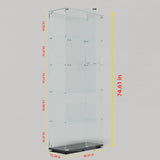 74.61" Tall Glass Display Cabinet with LED Lights&Rolling Wheels, Curio Glass Cabinet with 5 Shelves with 2 Door, Quick-Install Style Floor Standing Bookshelf File Cabinet for Home Office Kootlena