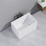 43" Acrylic Freestanding Bathtubs, Square Shaped Japanese Soaking Tub, Stand Alone Tubs W/Pop-UP Chrome Drain, Slotted Overflow, cUPC Certified (Without Seat) EZONTEQ