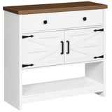 HOOBRO 34.3 Inches Farmhouse Console Table with Large Drawer and 2-Door Cabinet, Entryway Table with Storage, Sofa Table, Coffee Bar, for Entrance, Kitchen, Living Room, Walnut and White WH90XG01 HOOBRO