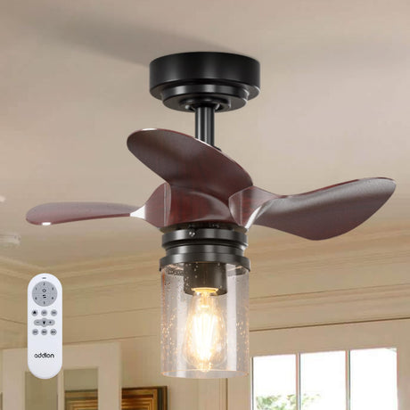 addlon Ceiling Fans with Lights, 22 inch Glass Lampshade Ceiling Fan with Bulbs, Reversible DC Motor, 3 Blades, Dimmable, Noiseless, Indoor/Outdoor Fan for Farmhouse, Bedroom (Bulb Included) addlon