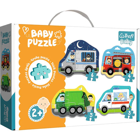Trefl Vehicles and Jobs 4in1 Jigsaw Puzzle Baby Classic DIY Puzzle, Creative Fun, Classic Puzzle for Adults and Children from 2 Years Old Trefl