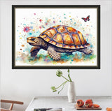 MaiYiYi Butterfly Tortoise Diamond Painting Set, 5D Full Round Drill Sea Turtle and Butterfly Diamond Painting by Numbers, Flower Turtle Paint with Gems for Adult Beginners Wall Art Decor (40X30 CM) MaiYiYi