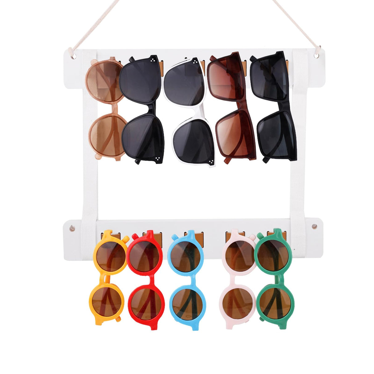 chiduerm Sunglasses Organizer Wood Storage Eye Glasses Holder for Home Wall Mounted,Sunglasses Rack Home Wall Hanging Storage Organizer (2pcs White) chiduerm