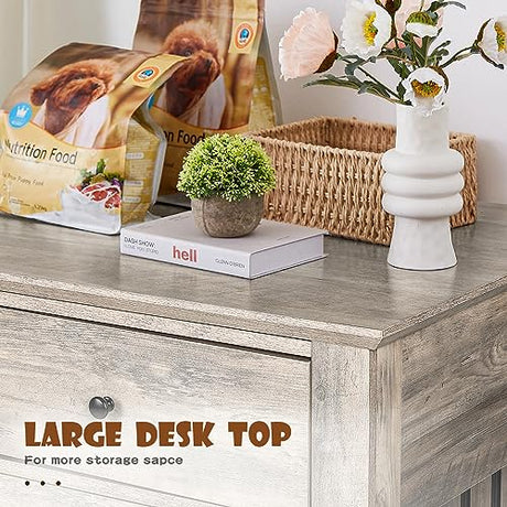 LEMBERI 44 Inch Large Dog Crate Furniture with 2 Storage Drawers, Wooden Dog Kennel Furniture as End Table, Decorative Pet Cage Dog House Indoor for Dogs LEMBERI