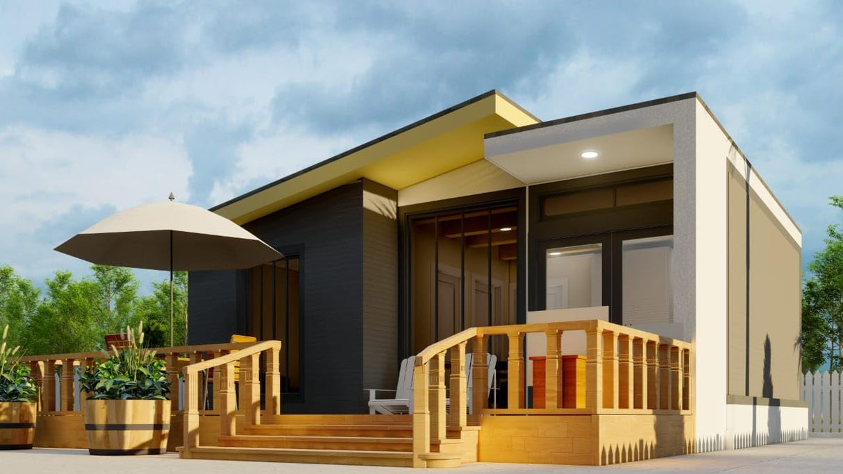 6x5m Tiny Home Plans - 2 Bedrooms, Washroom, Living Room, Mini Kitchen, and Porch Design Generic