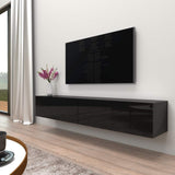 Meble Furniture Berno TV Stand - Wall-Mounted Entertainment Center Console for Bedroom & Living Room - Modern TV Floating Entertainment Center with Storage & Bookcase TV Stand Upto 71" - Black MEBLE FURNITURE & RUGS