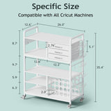 Craft Cart and Organizer Table Compatible with Cricut - Rolling Storage Cart/Shelf with 20 Vinyl Roll Holders, 3 Fabric Drawer, Accessories Holder, Tool Hook for Craft Room Home,Office Homsorout