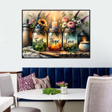 5D Diamond Painting Kits for Adults, Faith, Hope, Love Wishing Bottle Diamond Art kit for Adults Beginner, DIY Full Drill Diamond Dots with Diamond Gem Art and Crafts for Home Wall Decor 16 x 12 Inch Fotasmua