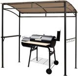 Moccha 7x4.4ft Grill Gazebo, Outdoor BBQ Gazebo with Storage Shelf, Hanging Hooks, Beer Opening Setting, Heavy-Duty Metal Frame, Grill Canopy Tent Sunshade Awning for Backyard, Patio, Garden, Brown LDAILY