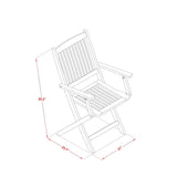 East West Furniture Selma 3 Piece Patio Bistro Set Contains a Square Outdoor Acacia Wood Coffee Table and 2 Folding Arm Chairs, 26x26 Inch, Natural Oil East West Furniture