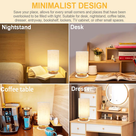 Table Lamp for Bedroom - Small Beside Touch Lamps for Night Stands Home Office - Minimalist Design Warm Light Mini Boho Lamp - Fits in Kids,Living,Nursey Room,College Dorm - Awesome Gift Choice UCHENTON