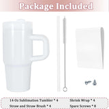 Muwnrol 4 Pack 14 Oz Sublimation Tumbler with Handle and Straw for Kids, Sublimation Tumbler Blanks Bulk, Stainless Steel Sublimation mugs, Individually Boxed Muwnrol