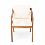 Christopher Knight Home Lucid Set of 2 Outdoor Dining Chair, Acacia Wood Frame Dining Chairs, Accent Chair Set with Comfortable Cushions, Patio Armchair for Backyard Poolside Garden, Natural + Beige Christopher Knight Home
