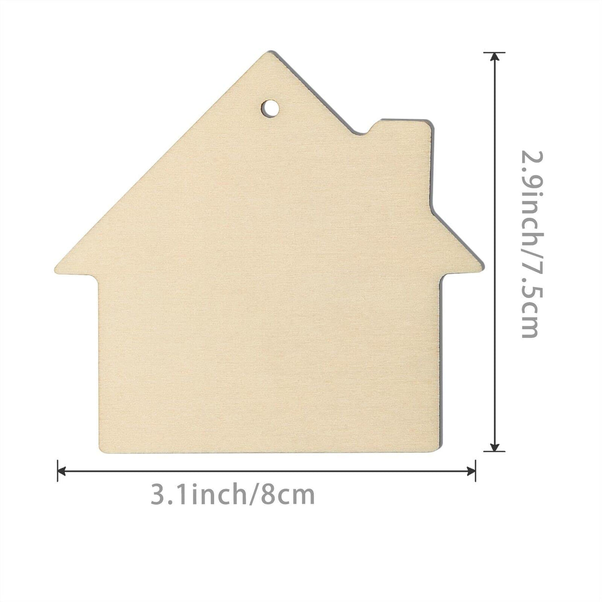 House Shape Hanging Wood House Unfinished Wood with Twines DIY Craft Ornament for Christmas Wedding Birthday Thanksgiving Party Decoration 20Pack Lamantery