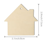 House Shape Hanging Wood House Unfinished Wood with Twines DIY Craft Ornament for Christmas Wedding Birthday Thanksgiving Party Decoration 20Pack Lamantery