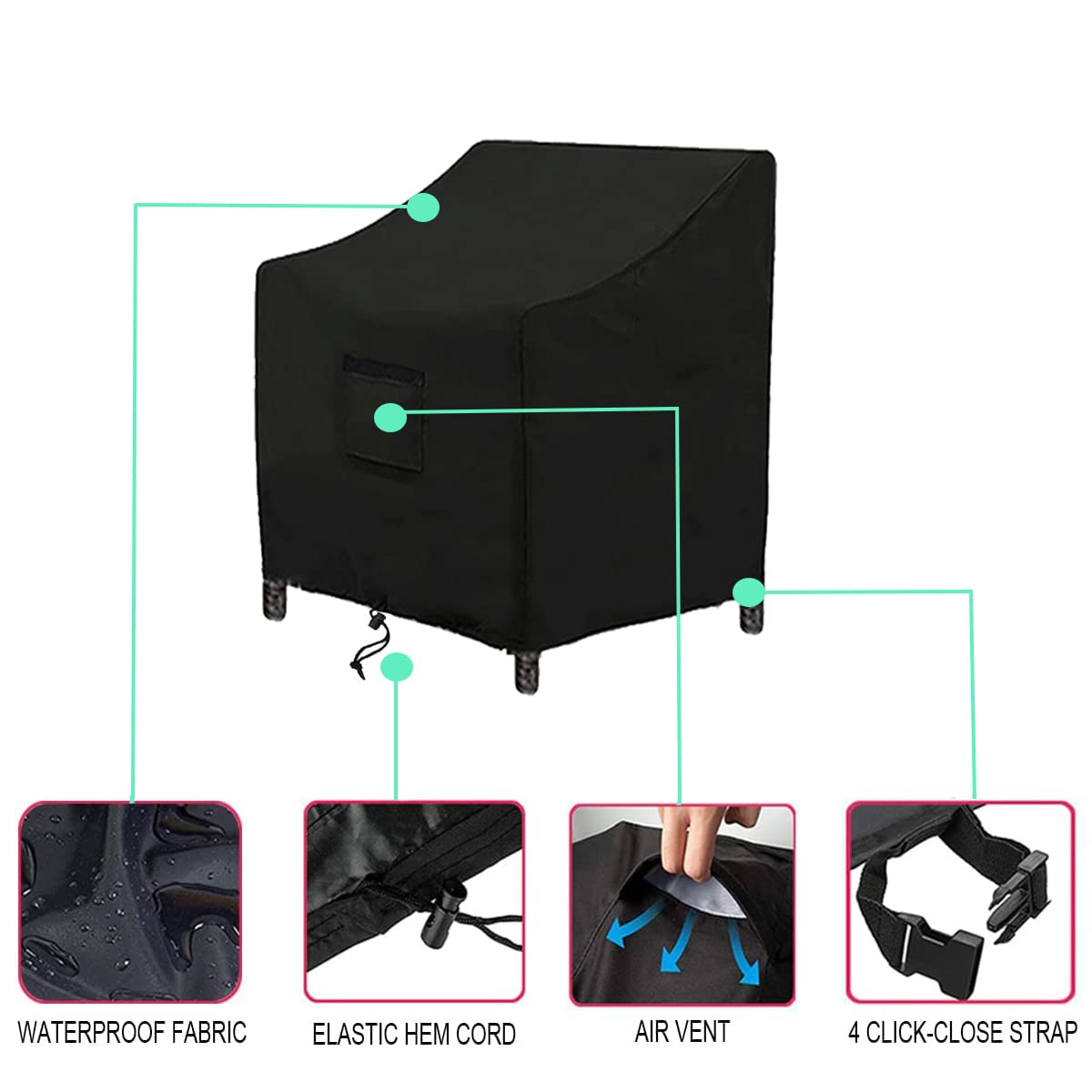 SIRUITON 3 Piece Outdoor Veranda Patio Garden Furniture Cover Set with 600D Durable and Water Resistant Fabric,Fit for Outdoor Wicker Patio Furniture Sets/Rattan Chair Conversation Sets-Balck SIRUITON