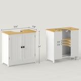 kleankin Modern Bathroom Under Sink Cabinet, Bathroom Vanity for Wall Mount Sink, Storage Cabinet with Double Doors and Adjustable Shelf, White kleankin