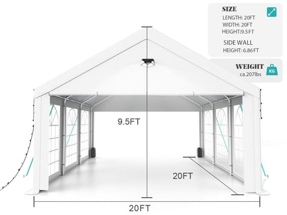 Party Tent - 20x20FT Heavy Duty Canopy Tent with Removable Sidewalls,2 Box Outdoor Waterproof Patio Camping Gazebo Shelter,Perfect for Wedding Holiday Birthday BBQ Backyard Evening Tent