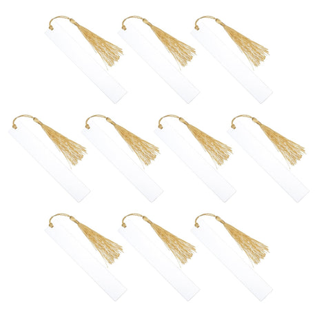 PATIKIL 5.9" x 1" Blank Acrylic Bookmark, 15pcs Heat Transfer Rectangle Clear Book Marks Page Markers with Gold Tassel for Women Book Lover DIY Projects Gift PATIKIL