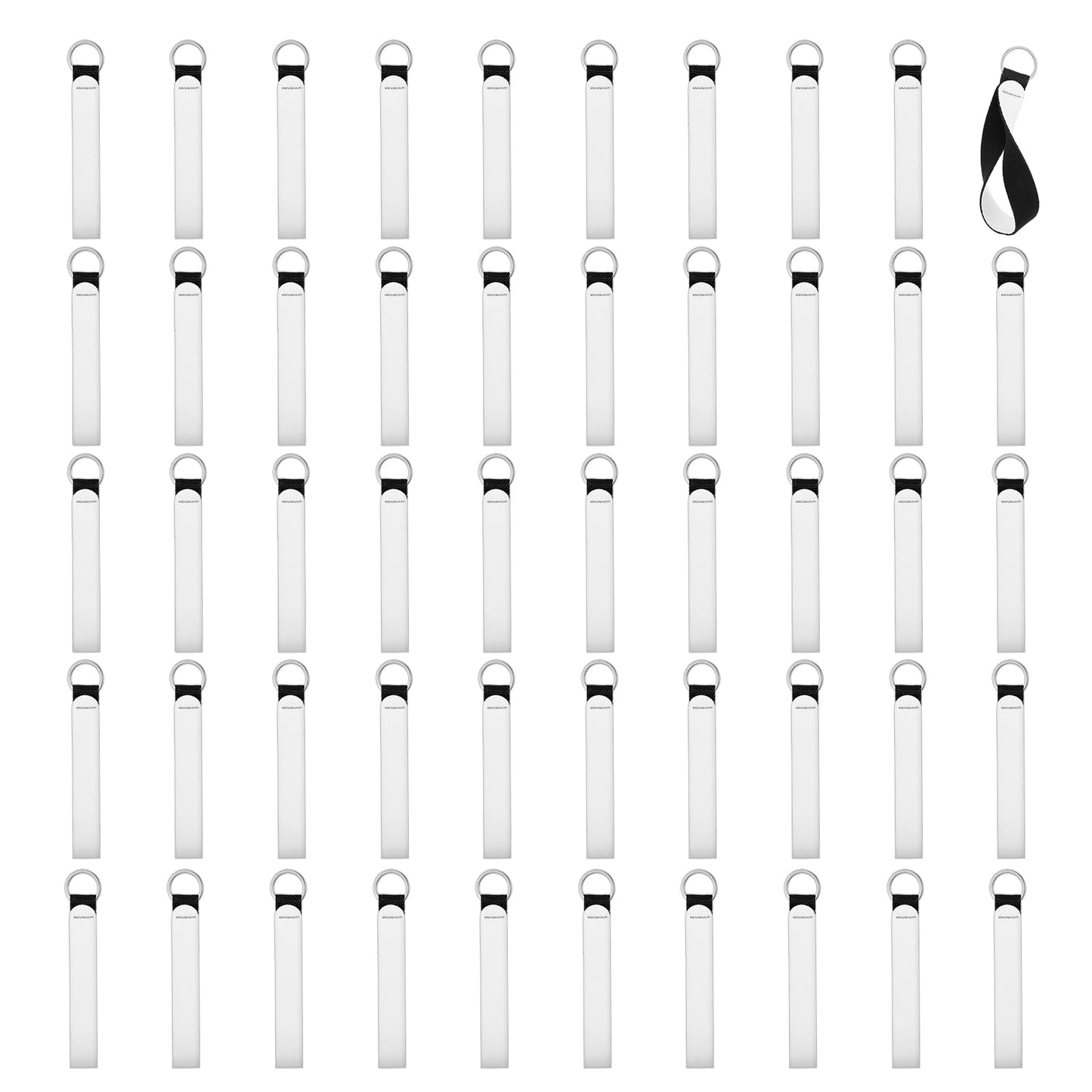 DIVINA VITAE 50Pcs Sublimation Blanks Wristlet Keychain Blank Wrist Lanyard Bulk, DIY Heat Press Transfer Neoprene Key Wrist Lanyard Wristlet Keychain for DIY Crafts(White)