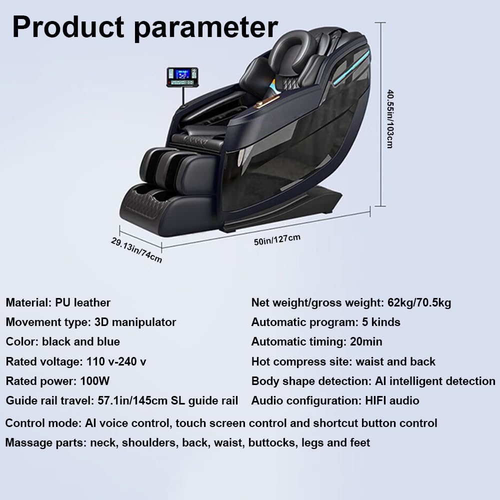 AI Intelligent Voice Zero-gravity Luxury Multifunctional Massage Chair, Heated Massage Chair, 3D Manipulator Airbag Massage Chair, Super-long SL Guide Rail, HIFI Bluetooth Audio, Touch Screen. RAYFOKPK