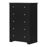 South Shore Vito Collection 5-Drawer Dresser, Black with Matte Nickel Handles, Pure Black South Shore