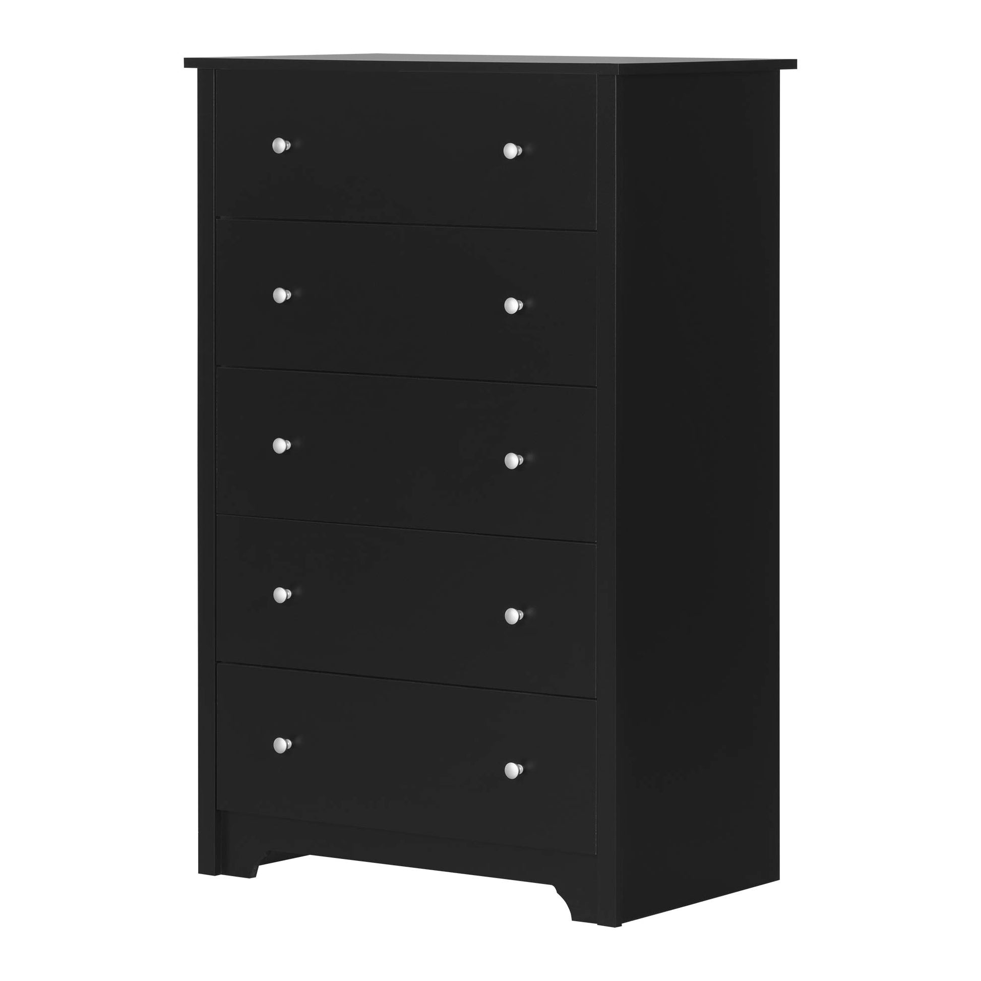 South Shore Vito Collection 5-Drawer Dresser, Black with Matte Nickel Handles, Pure Black - WoodArtSupply