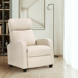 Dopinmin Recliner Chair PU Leather Reclining Sofa Lounge Home Theater Seating with Lumbar Support Overstuffed High-Density Sponge Push Back Recliners Armchair for Living Room,Beige Dopinmin