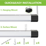 4FT 120W LED Shop Light Linkable, 13000lm(400w Equivalent), 5000K Utility Shop Lights for Garages, Workshops, Basements, Hanging or FlushMount, with Power Cord and Pull Chain, ETL, Black, 2 Pack hykolity