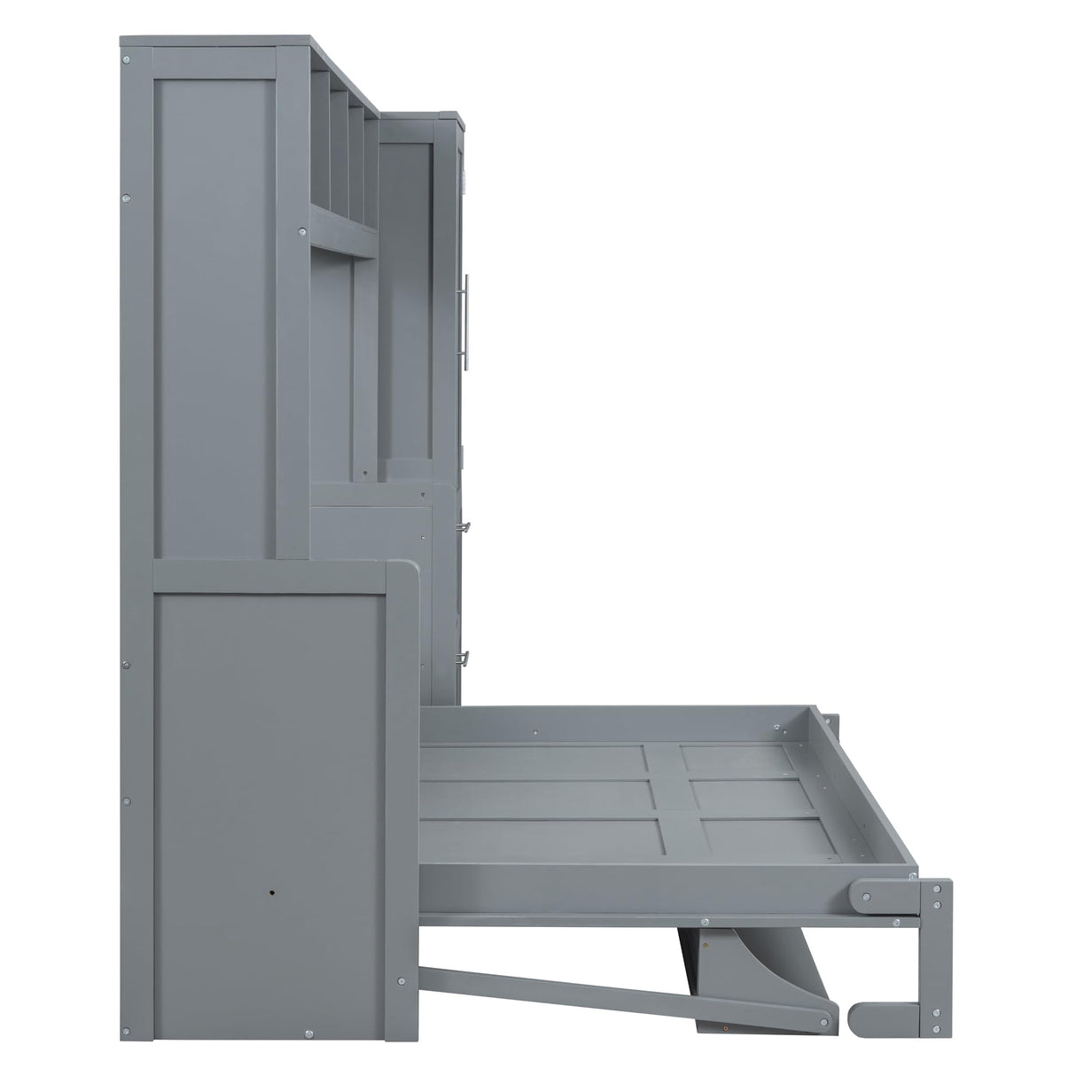 Harper & Bright Designs Full Size Murphy Bed Wall Bed with Closet and Storage Drawers, Shelf and Desk Space-Saving for Multipurpose Guest Room or Home Office, Gray Harper & Bright Designs