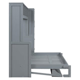 Harper & Bright Designs Full Size Murphy Bed Wall Bed with Closet and Storage Drawers, Shelf and Desk Space-Saving for Multipurpose Guest Room or Home Office, Gray Harper & Bright Designs
