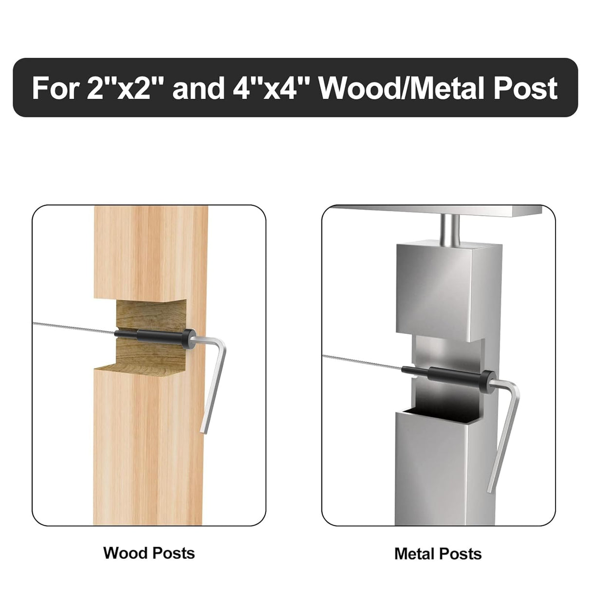 BLIKA 40 Pack 3/16" Black Invisible Cable Railing Kits, Black Stainless Steel Invisible Receiver and Swage Stud End, 3/16" Cable Railing Hardware for 2"x2", 4"x4" Wood/Metal Posts BLIKA