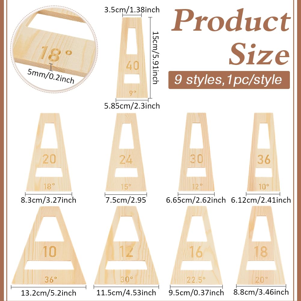 BENECREAT 9PCS Segmented Bowl Wedgies, Almond White Trapezoidal Segmented Bowl Wedge Tool Set for Segmented Bowl Making Jig, Sled, Wood Turning, 5mm Thick BENECREAT