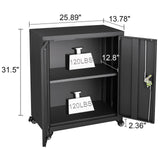 GREATMEET 31.5" H Lockable Storage Cabinet, Small Locking Cabinet with Doors and Adjustable Shelves, Metal Garage Storage Cabinets, Utility Cabinets for Office,Home,Garage,Classroom, Black GREATMEET