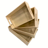 Wooden Tray - Set of 4 Wooden Tray with Handles Small Wood Crates Wooden Trays for Crafts Wood Crates for Display Small Wooden Pallets Apple Crates Wood Trays for Crafts Unfinished Wood Crate Nesting AoneFun