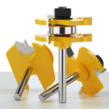 Tongue and Groove Router Bit Tool Set with Adjustable 1/4 Inch Shank T Shape Wood Milling with 45 Degree Lock Miter Router Bit 3/4 Inch Stock Joint Router Bit for Wood Drawer, Window, Cupboard Helovmine