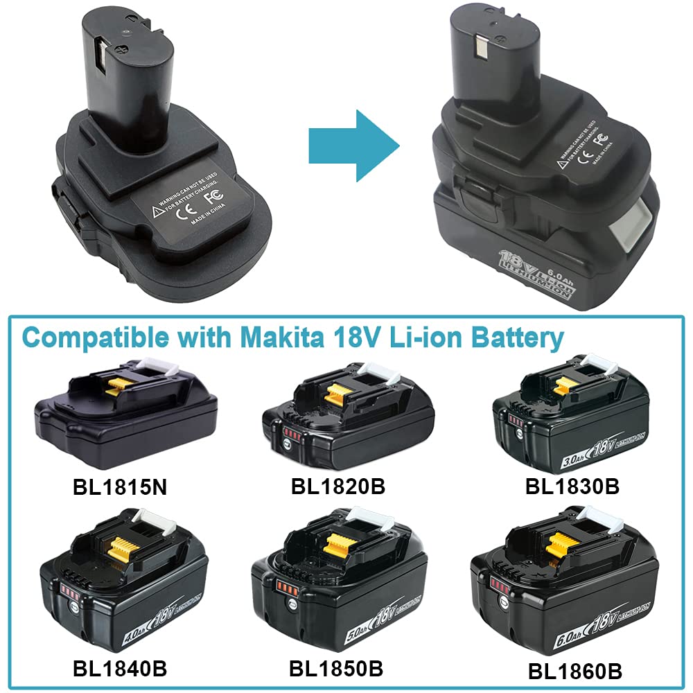 QINIZX Battery Adapter for Makita 18 Volt NiCad & NiMh Cordless Power Tools, Convert Makita BL1830B BL1850 BL1860 BL1840B 18V Lithium-Ion Battery to Makita 18V Ni-Cd/Ni-Mh Battery Converter QINIZX