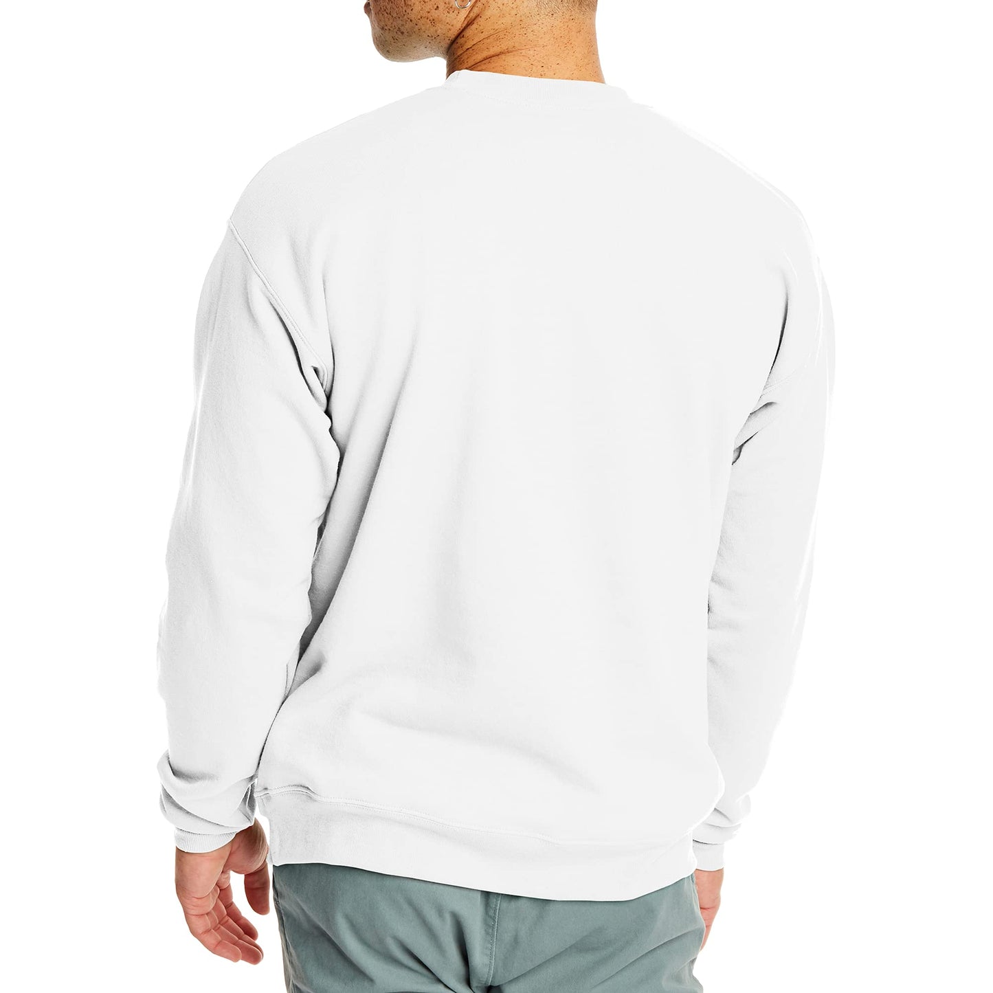 Hanes Mens Ecosmart Fleece Sweatshirt, Cotton-blend Pullover, Crewneck For Men, 1 Or 2 Pack, White - 1 Pack, Large US