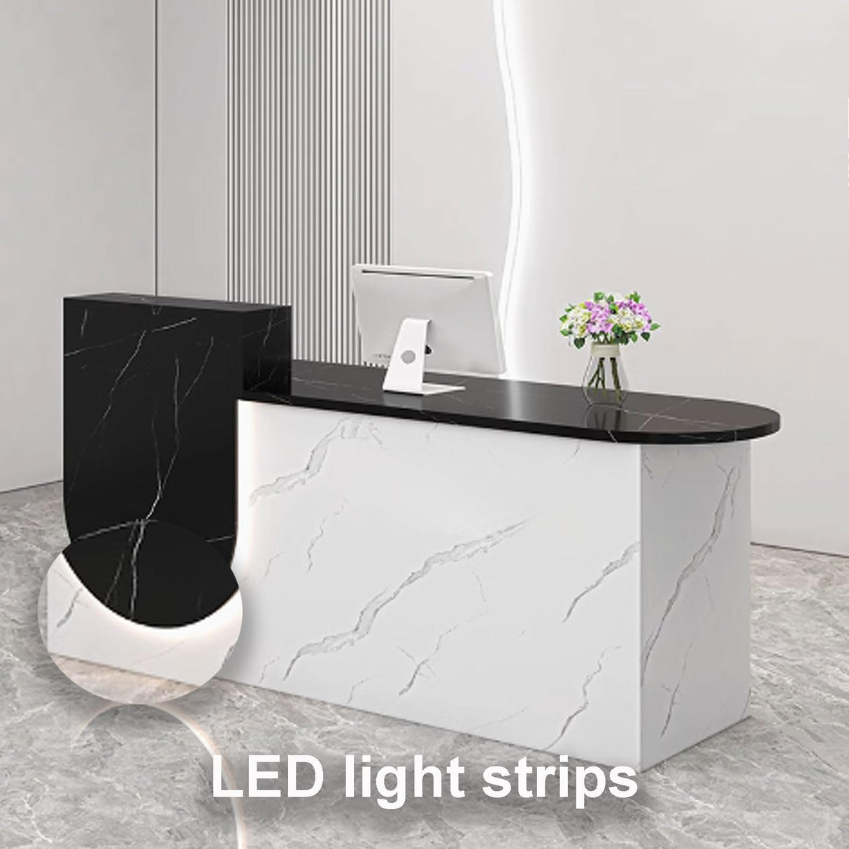 GUQASDV Reception Desk with Counter, Modern Reception Standing Counter, Front Desk Reception Counter, Office Counter Table with Soft Lighting for Clothing Stores, Restaurants(Beige,1.1m) GUQASDV