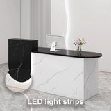 GUQASDV Reception Desk with Counter, Modern Reception Standing Counter, Front Desk Reception Counter, Office Counter Table with Soft Lighting for Clothing Stores, Restaurants(Beige,1.1m) GUQASDV