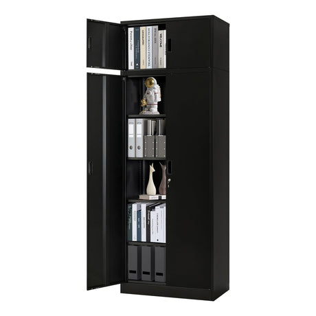 YEEZER Steel Storage Cabinet, 87" Tall Large Locking Metal Storage Cabinet with 4 Adjustable Shelves, 2 Doors and Lock for Home, Office, Gym and Garage (Black) YEEZER