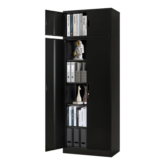 YEEZER Steel Storage Cabinet, 87" Tall Large Locking Metal Storage Cabinet with 4 Adjustable Shelves, 2 Doors and Lock for Home, Office, Gym and Garage (Black)