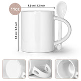 AGH Sublimation Coffee Mugs Blank 11 oz, White Straight Ceramic Cups with Pink Black White Red Interior, Handle, Spoon, Bulk Bundle Set of 12 AGH