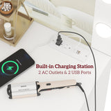 Irontar Vanity Desk with Charging Station, Makeup Table with Large Mirror, Makeup Vanity with Lights, Brightness Adjustable, Dressing Table Desk with 5 Drawers, Bedroom Vanity Table, White WDT010W Irontar