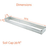 zunatu 10x2x1ft(2 Pack) Galvanized Raised Garden Bed,Outdoor Planter Box Metal Patio Kit Planting Bed for Vegetables Flowers and Succulents,Silver zunatu