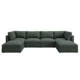 HONBAY Modular Sectional Couch with Storage Corduroy Sectional Sofa with Chaise U Shaped Sectional Couches for Living Room,Green HONBAY