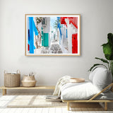 Island DIY 5D Diamond Painting by Number Kit, Traditional Greek Street Mykonos Diamond Embroidery Paintings Cross Stitch for Home Decor 12x16 Inch YEEIFFD