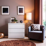 Furnifact White 3 Drawer Dresser – Modern 3 Drawer Dresser for Bedroom, Closet, or Entryway – Sleek and Functional Three Drawer Unit for Compact Storage Furnifact