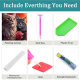 Amz Camel DIY 5D Diamond Art Kits for Adults, 30x40cm Two Cats with Roses Crystal Bead Painting, Modern Artwork for Relaxation and Gift Giving Amz Camel